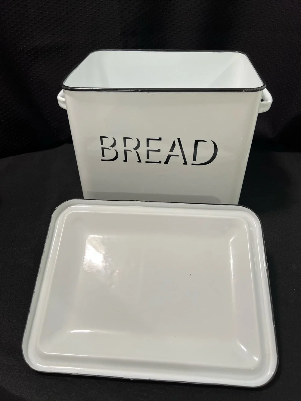 Distressed White Bread Box with Black Lettering